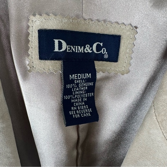 Denim & Co Women’s Suede Blazer Jacket Size Medium Tan Leather Office Wear - Picture 5 of 10